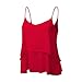 Produktbild Damen Sommer Elegant Strand Einfarbig Spaghettiträger Chiffon Oberteile Cami Tank Beiläufig Weste Vest Camisole DOLDOA T-Shirt Tops Geburtstags Geschenk für Frauen Mädchen Freundin (EU:44, Rot)