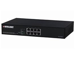 INTELLINET 8-Port PoE+ Web-Smart Switch IEEE 802.3af kompatible RJ-45 PSE/PoE Ausgaenge Gesamtstromkapazitaet 130 Watt