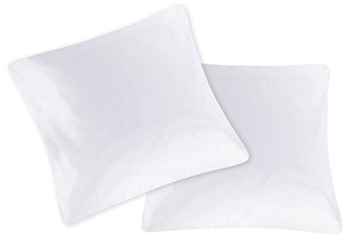 2er Pack Microfaser Kissenbezug Kissenhülle Dekokissen (40×40, WEISS) - 2