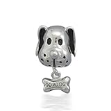 Bling Jewelry 925 Plata Dog Y El Hueso Animal Cuelgue Abalorio
