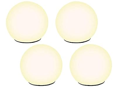 Lunartec Lot de 4 lampes solaires sphériques de jardin graduables Blanc chaud