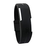 Demiawaking Männer Frauen Gummi LED Uhr Datum Digital Sport Armbanduhr (Schwarz)