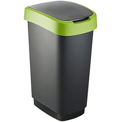Rotho 7545010 Twist Poubelle Polypropylène Noir/Vert 40,10 x 29,8 x 60,2 cm