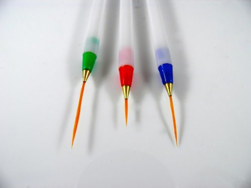 3pc Nail Art Brush Paint Line Drawing Design Pen Fit French Gel Acrylic Tips by Desire