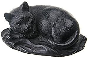 DANILA-SOUVENIRS Decorativo de piedra estatua figura Escultura tumbado gato negro 10 cm