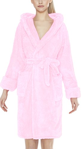 Preisvergleich Produktbild Lady-Mode Bademantel mit Kapuze Mia Kurz (rosa, S)
