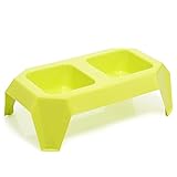 Tamaño: 33*18.8*9.6CM Pet Online Pet plástico Bowl verde para el gato y el perro elevado de plato / Bowl, 33 * 18.8 * 9.6cm, verde