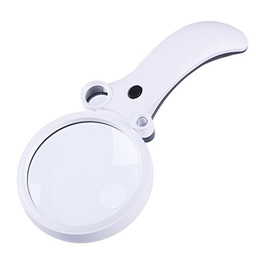 Changshengda palmare lente di ingrandimento con LED e UV luce ,2.5 x 4.5 x 25 x 55 x ingrandimento leggero di ingranditore per lettura, gioielliere, monete e valuta rilevazione