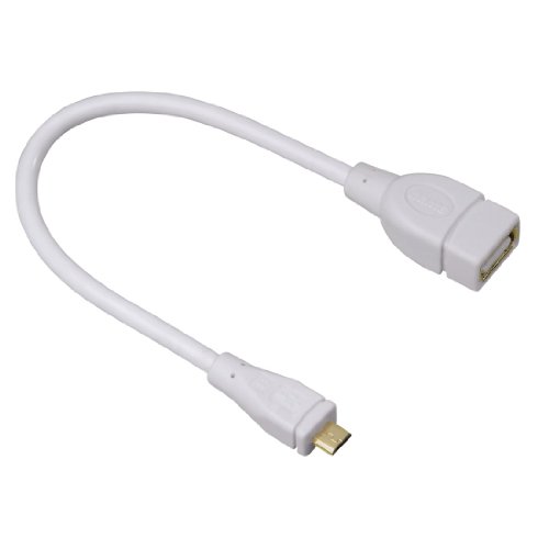Hama OTG USB Adapter-Kabel (microUSB-Stecker auf USB-Buchse) für Smartphones und Tablets, vergoldet, 0,15 m, weiß