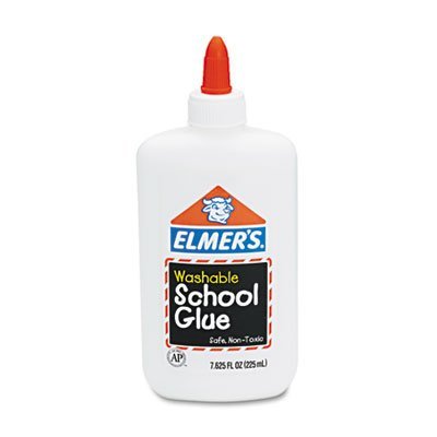 Elmer's Products Inc Products - School Glue, Washable/Nontoxic, 7-5/8oz., Dries Clear - Sold as 1 EA - School glue offers a No Run Formula that stays where you put it. Plastic bottle is easy to squeeze for easy dispensing. No-run formula provides a strong bond for most porous materials. School glue dries fast and clear. Glue is safe, washable and nontoxic, so accidental messes mean easy cleanup. by Elmer's