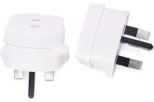 NJDT Shaver / Toothbrush Adaptor Plug UK White Travel Adapter 2 Pin To 3 Pin 1A Fuse Adaptor Plug European to UK Electric Bathroom Adapter for Water Flosser, Toothbrushes, Razor & Epilator