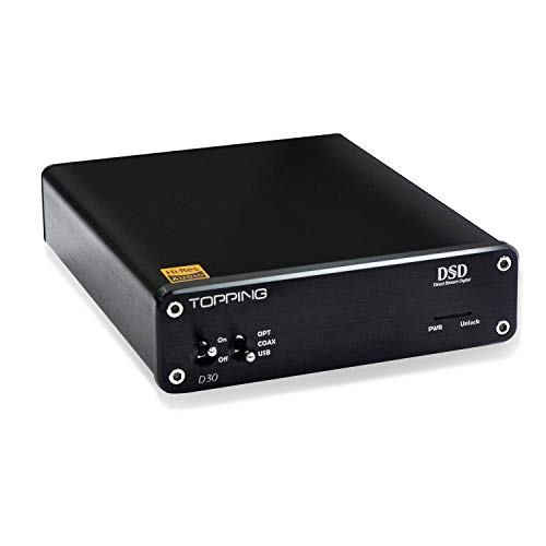 Topping D30 DSD - Decodificador de Audio (USB, Fibra óptica coaxial, Xmos, CS4398, 24 bits, 192 kHz)