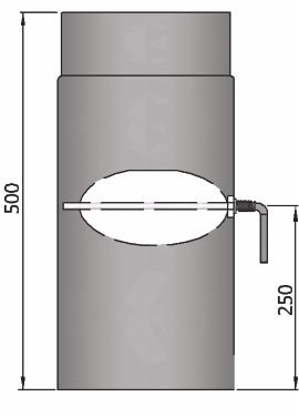 Ofenrohr Verlängerung mit Drosselklappe 500 mm Ø 120mm grau gussgrau polierte und geschliffene Nähte - 3