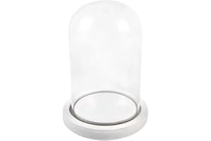 C.X.Y. Campana di Vetro con Base in Legno, Cupola vetro esposizione vetrina Centrotavolo Porta candela Decorazione (10*16cm)