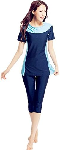 TianMaiGeLun New Muslim Swimwear Islamic Women's Short Sleeve Flower Modest Swimsuit Beachwear Burkini Lady Rash Guard Surfing Suit Costume