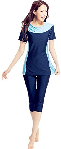 TianMaiGeLun New Muslim Swimwear Islamic Women's Short Sleeve Flower Modest Swimsuit Beachwear Burkini Lady Rash Guard Surfing Suit Costume