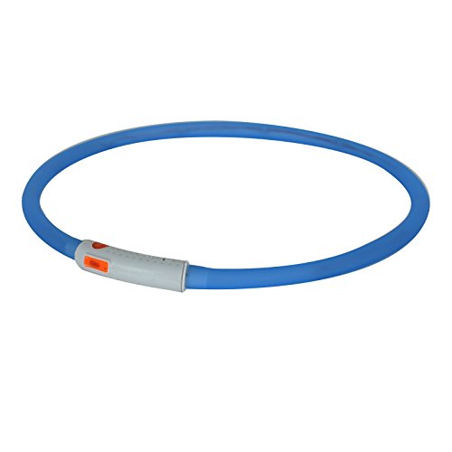 2-TECH LED Visio con cuello en azul para perros y gatos, se puede acortar, 55 cm