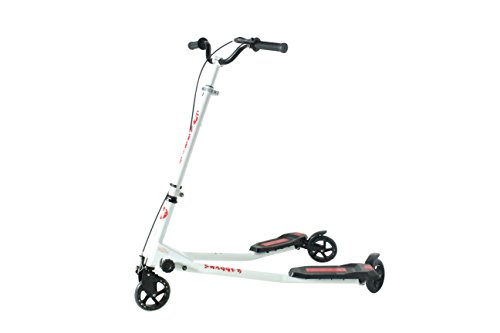 Kidzmotion Swagger 3 ruedas scooter de oscilación del reductor de velocidad vagabundo grande (10-13yr) marco blanco / franja roja