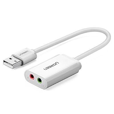 UGREEN Adaptateur Audio USB, Carte Son USB Externe vers 3,5mm Audio Stéréo Jack pour Windows, Mac et PS4, Plug & Play, Fil de 15cm (Blanc)