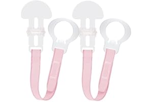 MAM Soother Clips, Pack of 2, Baby Soother Chain Fits All MAM Soothers, Newborn Essentials, Pink with Pink Strap (Soothers Not Included)