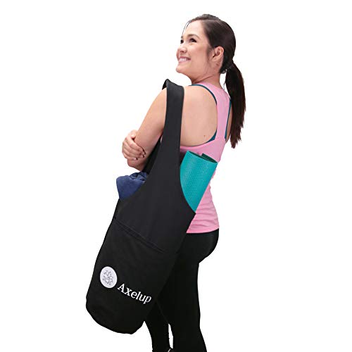 Axelup Yoga Mat Carry Bag | Large Carry Tote w/Shoulder Sling, Storage Pocket | Compact, Lightweight, Portable | Used With Pilates, Studio and Gym Use | 30" Long x 13" Wide