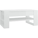 vidaXL Couchtisch Beistelltisch Wohnzimmertisch Kaffeetisch Sofatisch Teetisch Tisch mit Ablage Wohnzimmer Hochglanz-Weiß 102