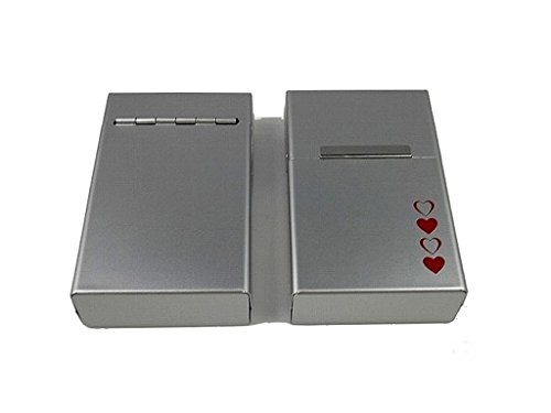 Preisvergleich Produktbild Zigarettenetui Zigarettenbox in silber mit Herz Gravur aus Aluminium mit Magnetverschluss