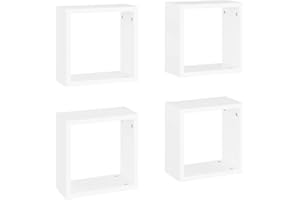 vidaXL 4x Wall Cube Shelves Home Living Room Bedroom Furniture Set Shelving Ledges Storage Wall Hanging Floating Shelf Unit Cube Organiser White