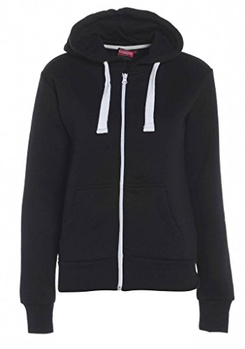 Black 4XL - Mahi New Womens Plain Zip Zipper Ladies Plus Size Hoodie Hooded Top Sweatshirt Jacket