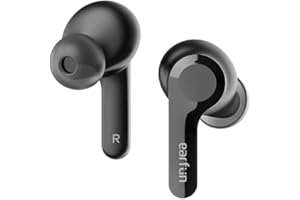 EarFun Air bezprzewodowe słuchawki douszne, z mikrofonem redukującym szumy, głębokie basy, sterowanie dotykowe, port szybkiego ładowania USB-C, ładowarka bezprzewodowa, 35 godzin odtwarzania, wodoszczelność IPX7