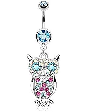 beyoutifulthings Bauch-nabelpiercing EULE Anhänger 1,6mm 10mm Nabel-piercing Chirurgenstahl Bananabell Zirkonia...