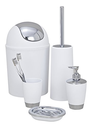 WENKO 19481100 Schwingdeckeleimer Vercelli Chrom, Fassungsvermögen 4.5 L, Kunststoff – Polypropylen, 19.5 x 31 x 19.5 cm, Weiß - 2