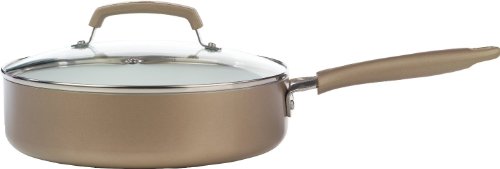 WearEver C944SA64 Pure Living Nonstick Ceramic Coating PTFE-PFOA-Cadmium Free Dishwasher Safe Oven Safe Cookware Set, 10-Piece, Gold