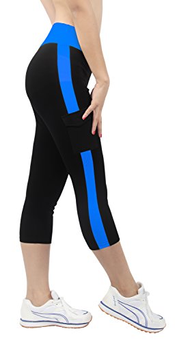 iLoveSIA® Damen Caprihosen zweifarbig Sport leggings Capri Tights - 4