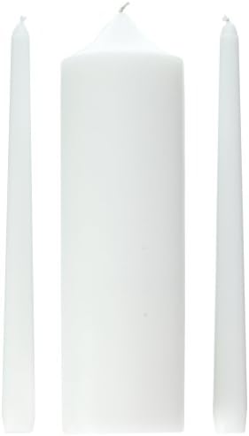 WEDDING ACCESSORIES 3-Piece Unity Candle Set, 10-Inch, White