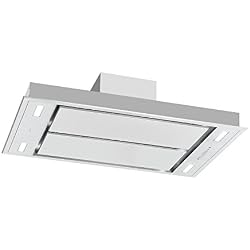 Klarstein Secret Service - Hotte aspirante plafonnière, Jusqu'à 800 m3/h, 220W, 3 niveaux de puissance, Panneau tactile, LED, Acier inox, Argent