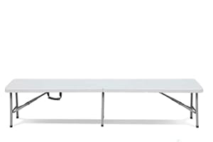 GH91 GARDEN HOUSE GARAGE 91 Banco Plegable Catering 180x30x43cm, Acero, Blanco, Estándar