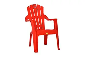 Prima Baby Plastic Chair 124 Modern and Comfortable with Backrest for Study | Play | Desk | Kids with Arms for Home/School/Dining for 2 to 6 Years Age, Red Color