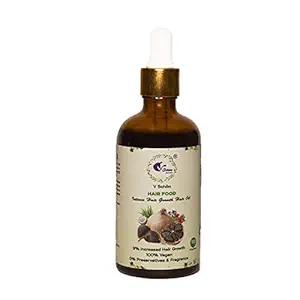 V-Sch?n Hair Food - Hair Oil with 4 Oils, Black Seed Oil, Coconut Oil, Argan Oil, Batana Oil & Fenugreek, Black Garlic, Butterfly Pea Flower, Hibiscus Flower, Amla, Vetiver, & Aloe Vera Extract. Hair Growth Oil, 100 ml
