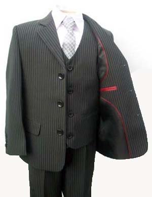 Boys Black Pinstripe Jasper Suit 5y
