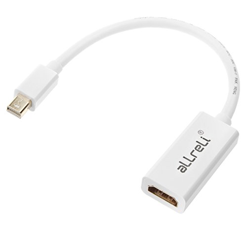aLLreLi® 4Kx2K Mini Displayport auf HDMI Adapter / Kabel | Thunderbolt auf HDMI | Unterstützt Auflösungen bis zu 4K (3840x2160) | 24k vergoldete Kontakte | Video+Audio | für Apple iMac Macbook Air Pro