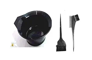 Buzon Professional Use Hair Coloring Dyeing Kit Brush with Bowl, Black (Pack 1)