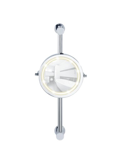 WENKO 20907100 Power-Loc LED Wandspiegel Carpi – Befestigen ohne bohren, Spiegelfläche ø 17.5cm, 500% Vergrößerung, Stahl, 25.5 x 50.5 x 23 cm, Chrom - 12