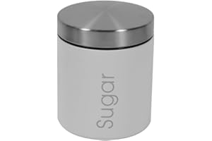 Kasaviva JOLLY BARATTOLO,Corpo in Metallo e Coperchio in Acciaio Inox, Giara per Zucchero, Sale, Caffè d10 cm x h12 cm (Zucchero, Bianco)