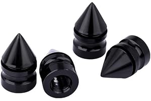 TOYMIS 4 pezzi tappi Pneumatici Auto, Cappucci per Steli Delle Valvole in Lega di Alluminio Tappi Valvole Pneumatici Auto a Prova di Aria Tappi Ruote per Auto Camion Motocicli Biciclette(Nero)