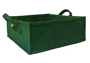 Oxypot Fabric Square Grow Bags (16 x16 x 6 Inches) Pack of 3 Bags for Home, Terrace, Balcony & Hydroponic Gardening Farming (Green)