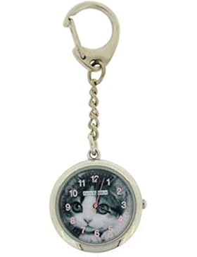 Keith Kimberlin Mädchen Schlüsselanhängeruhr mit Katzen Zifferblatt KK6