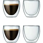 Needd &Ccedil;ift Katmanlı Espresso Cam Bardak Seti 4'l&uuml; 80 ml | Borosilikat Cam, Isı Yalıtımlı Double Wall Tasarım | Espresso, Rist