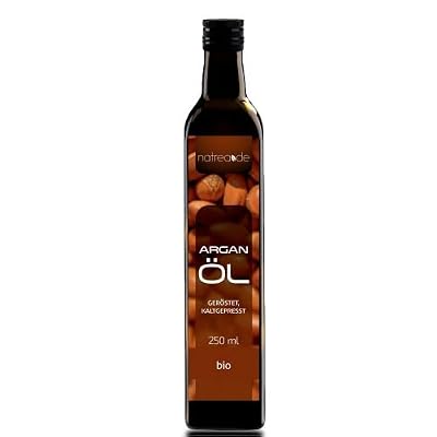 Natrea Arganöl | kaltgepresst geröstet 100% reines BIO-Öl in 250 ml Lichtschutzflasche (1 x 0,25 l)