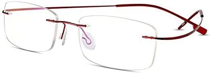 Bertha Titanium Alloy Flexible Lightweight Rimless Frame Prescription Eyeglasses 105 (Red)